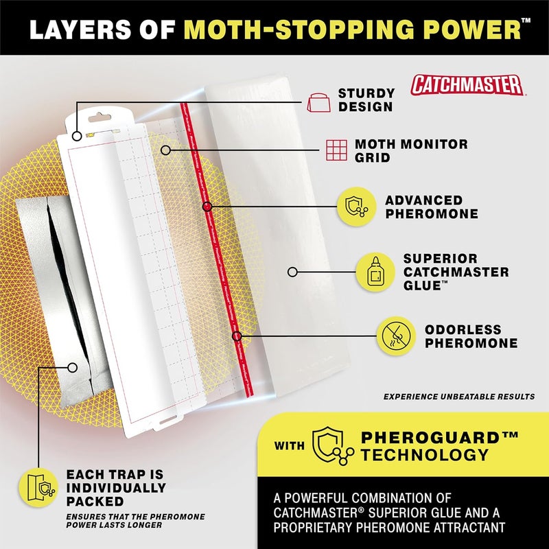 Catchmaster Pantry Moth Traps with Premium Extra Strength Pheromone Technology – XL, Extra-Strength Flour & Indian Meal Moth Traps – Protects Kitchen Cabinets & Food Storage – Marble, 6PK - Image 2